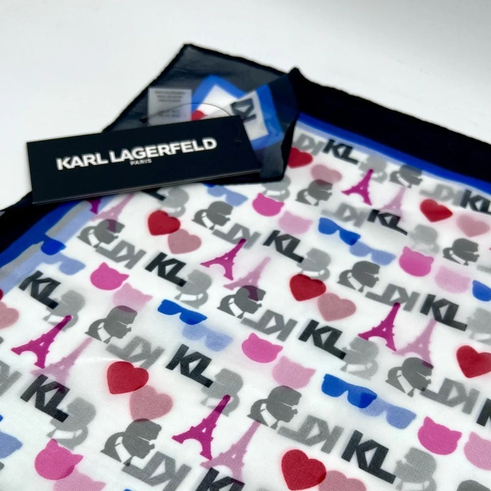 Karl Lagerfeld Paris Paris Icons Square Scarf 48” NWT